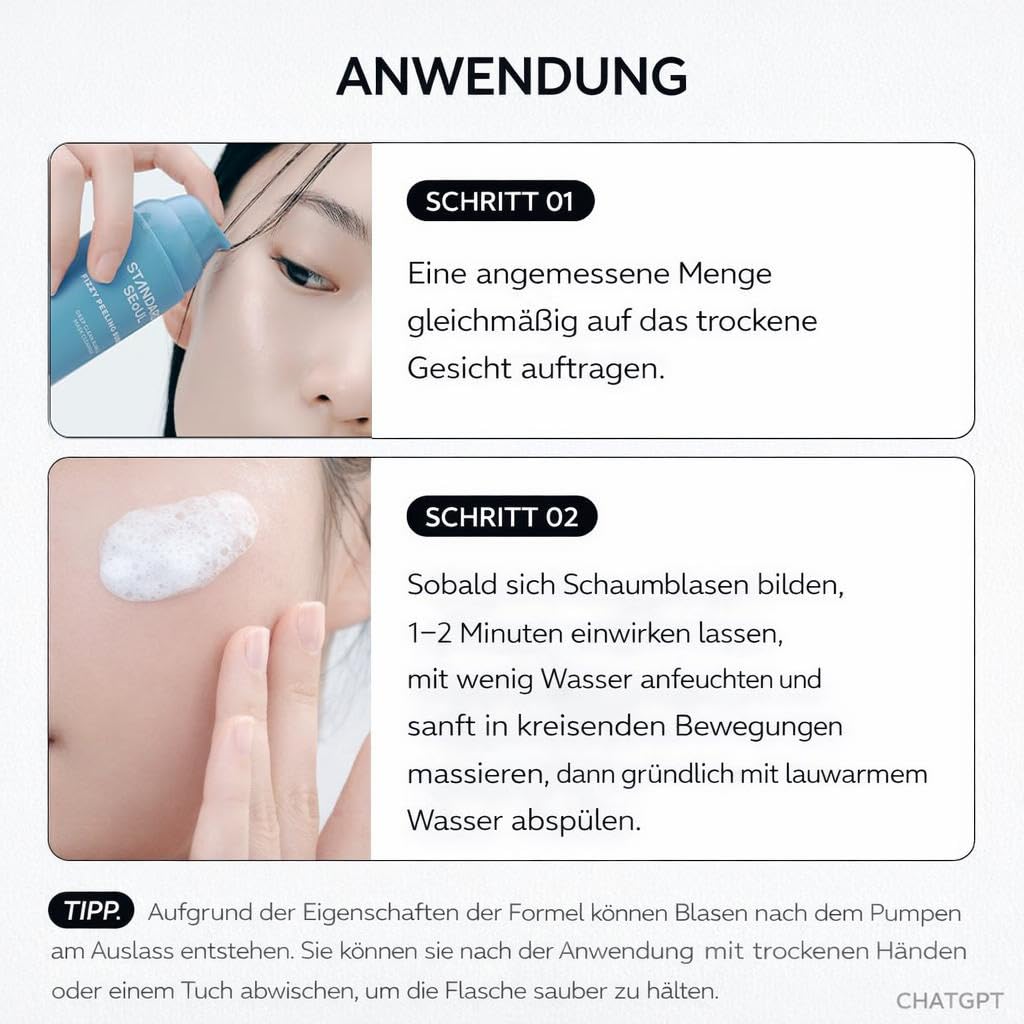 Deep Clean Bubble Cleanser – Gel-zu-Schaum Peeling-Waschgel mit AHA, PHA, LHA & Teebaumextrakt, sanfte & hautglättende Gesichtsreinigung für empfindliche & unebene Haut, 50ml