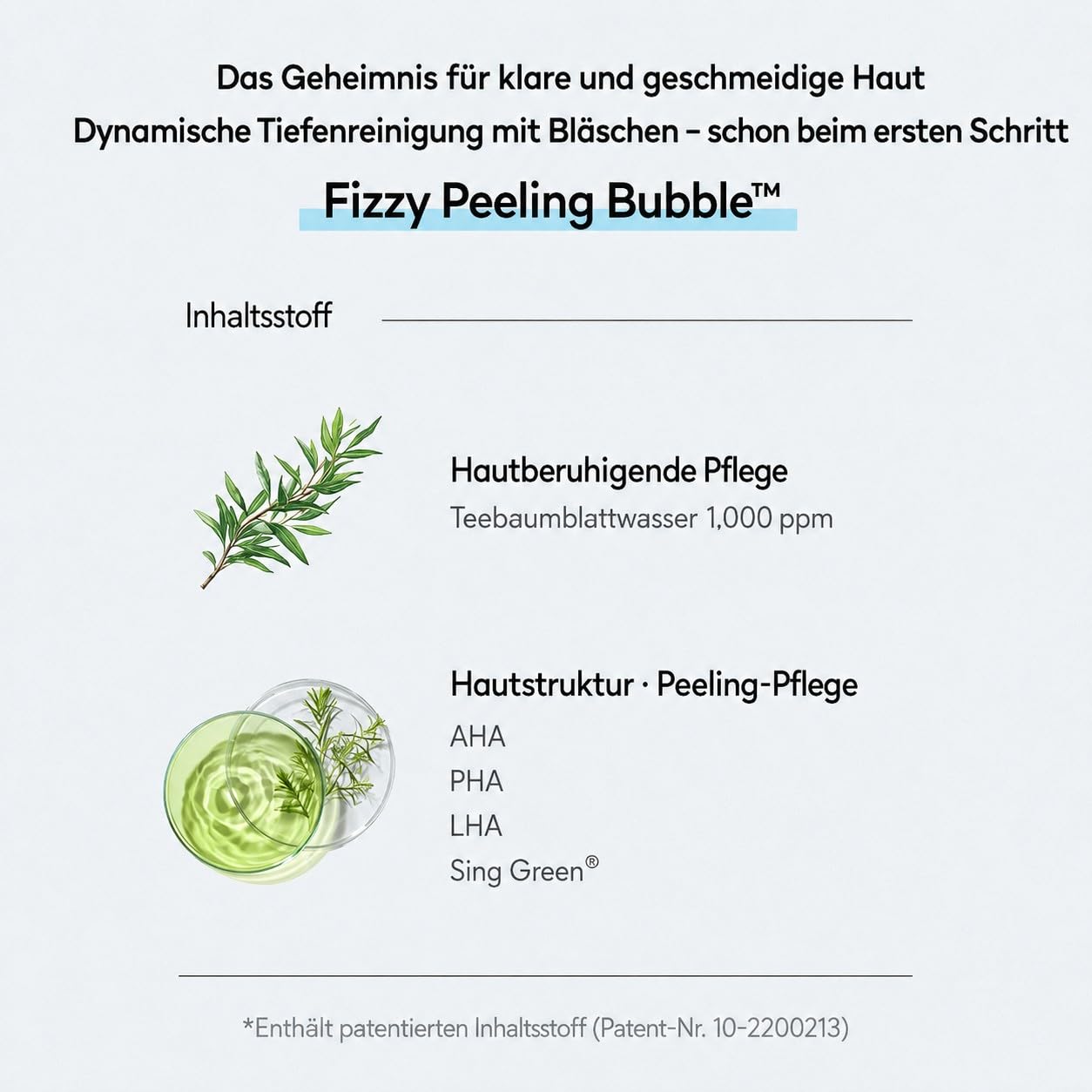 Deep Clean Bubble Cleanser – Gel-zu-Schaum Peeling-Waschgel mit AHA, PHA, LHA & Teebaumextrakt, sanfte & hautglättende Gesichtsreinigung für empfindliche & unebene Haut, 50ml