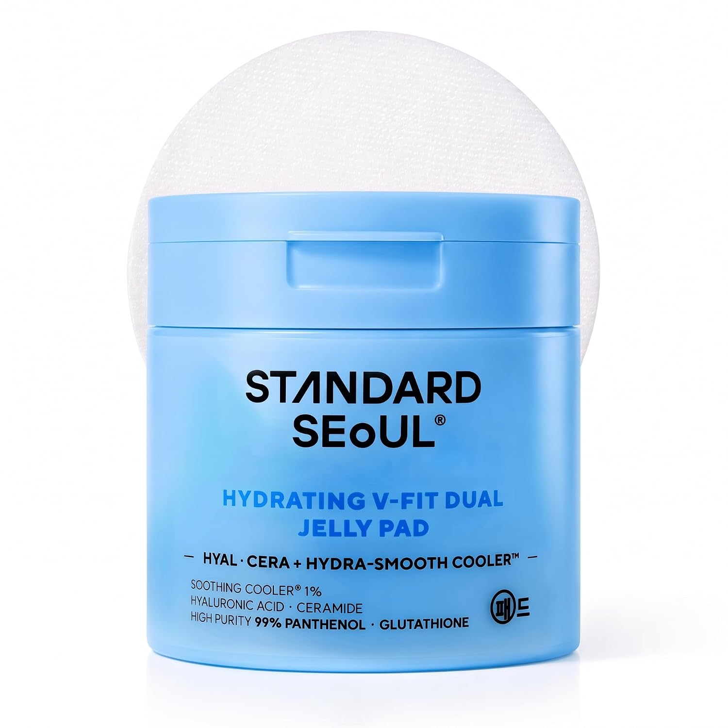 Hydrating V-Fit Dual Jelly Toner Pads, Deep Hydration & De-Puffing, Dual Sided Cooling 2-in-1 Toner Pack and Wipe Pads with Hyaluronsäure, Ceramides and Panthenol, 60 Pads