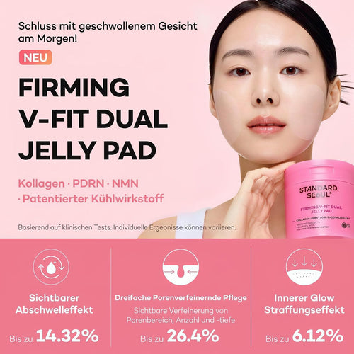 Firming V-Fit Dual Jelly Toner Pads, Porenauftritt Pflege & Entpuffung, Dual-Sided Cooling 2-in-1 Toner Pack und Wipe Pads mit Kollagen, PDRN und Peptiden, 60 Pads
