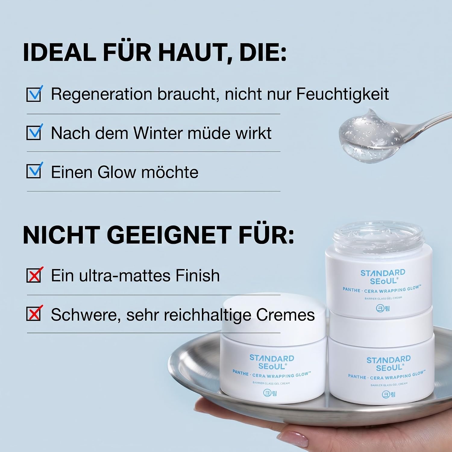 Barrier Glass Gel Cream 50ml | Leichte Feuchtigkeitscreme, Panthenol & 5 Ceramide, Beruhigt & Repariert Hautbarriere, Für empfindliche Haut
