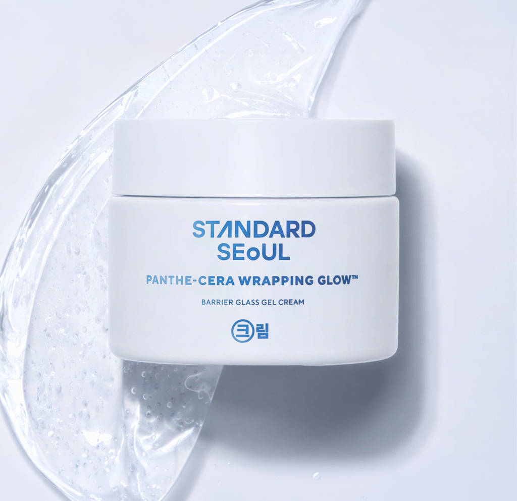StandardSeoul Barrier Glass Gel Creme für empfindliche Haut, 50ml, glatte Textur in einer weißen Tube mit blauer Beschriftung